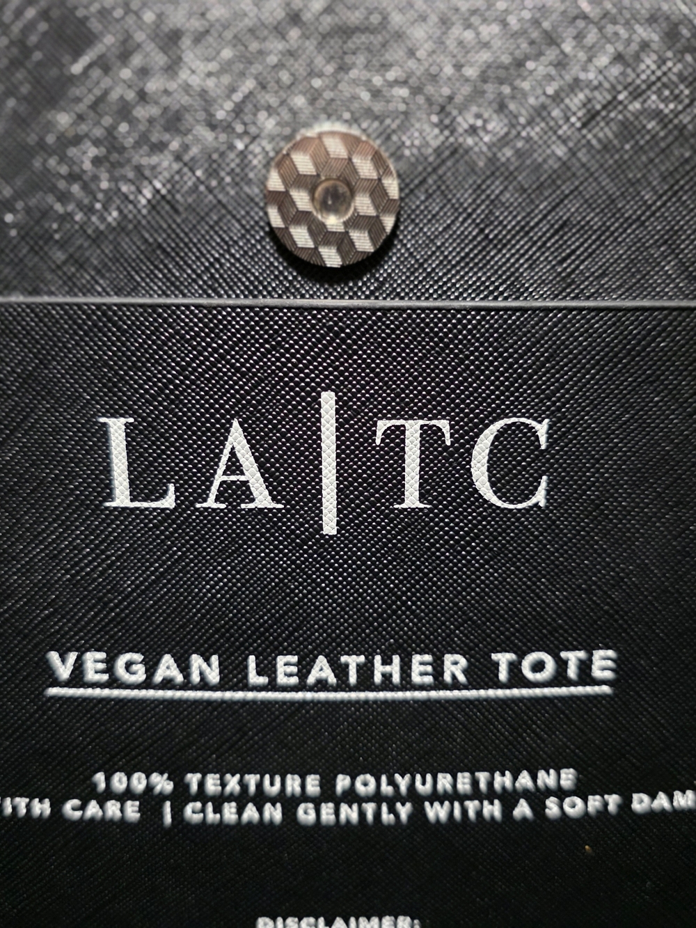 Black Statement LA/TC Tote Bag with White Typography - Picture 9 of 16